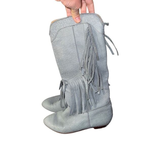 Vintage Baby Blue Fringe Cowgirl Boots Genuine Leather - Size 38 (Fit like a 7) - Picture 6 of 10